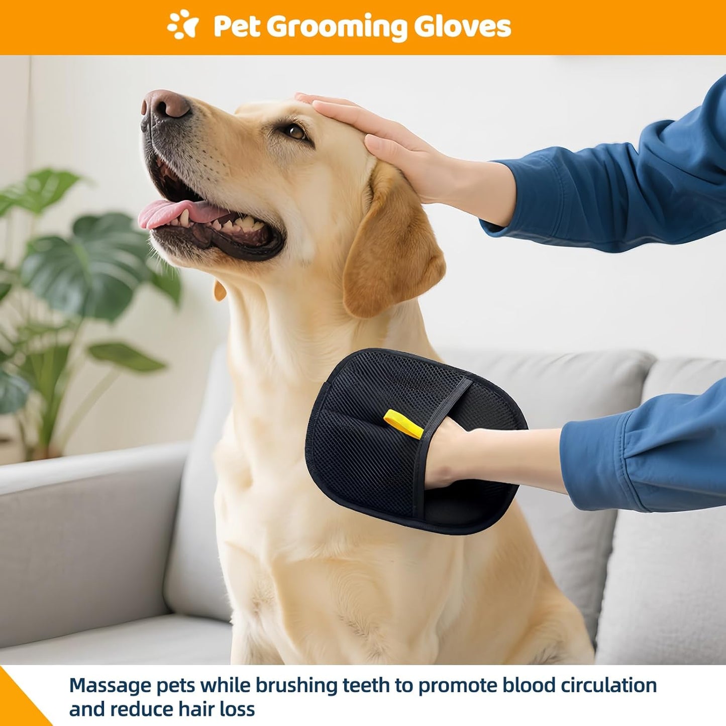 Electrostatic Pet Hair Removal Gloves for Dogs & Cats - Reusable Grooming Mitts Remove Hair from Furniture, Carpets, Car Seats & Clothes