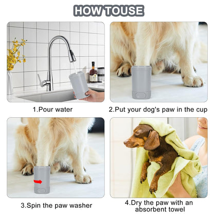 Dog Paw Cleaner, Pet Foot Washer for Small Medium Dogs Cat, Grooming Essentials to Wash Muddy Puppy Feet (Grey)
