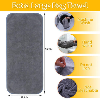 3PCS Dog Bath Supplies,Dog Bath Brush | Dog Washing Gloves | Dog Towel 40'' X 23.6'',Super Absorbent and Soft Pet Grooming Towel, Perfect Shower & Grooming Supplies for Dogs (A-3 Kits)