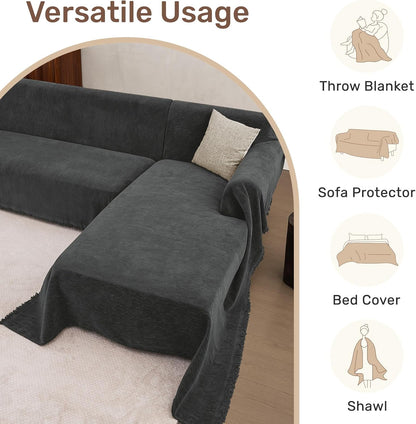 Sectional Couch Covers, 2 Pieces Washable L Shaped Couch Covers Sofa Blanket for Dogs Pet Friendly Sectional Sofa Slipcovers Furniture Covers,71"x 110"+ 71"x 118",(X-Large,Dark Gray)
