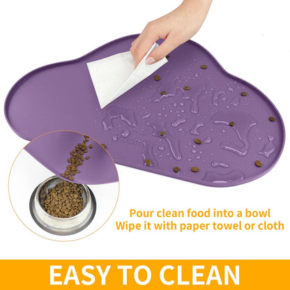 Ptlom Silicone Pet Placemat for Dogs and Cats, Non-Slip Waterproof Dog Feeding Bowl Mats for Food and Water, Small Medium Large Pet Puppy Tray Mat Prevent Residues from Spilling onto The Floor, Beige