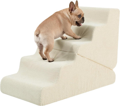 Dog Ramp for Bed, 23" H Dog Stairs for High Bed, 2 in 1 Pet Steps for Small Dogs, 5-Step Foldable Transformable Large Cats Ramp to Get on Couch, Non-Slip Balanced, Grey