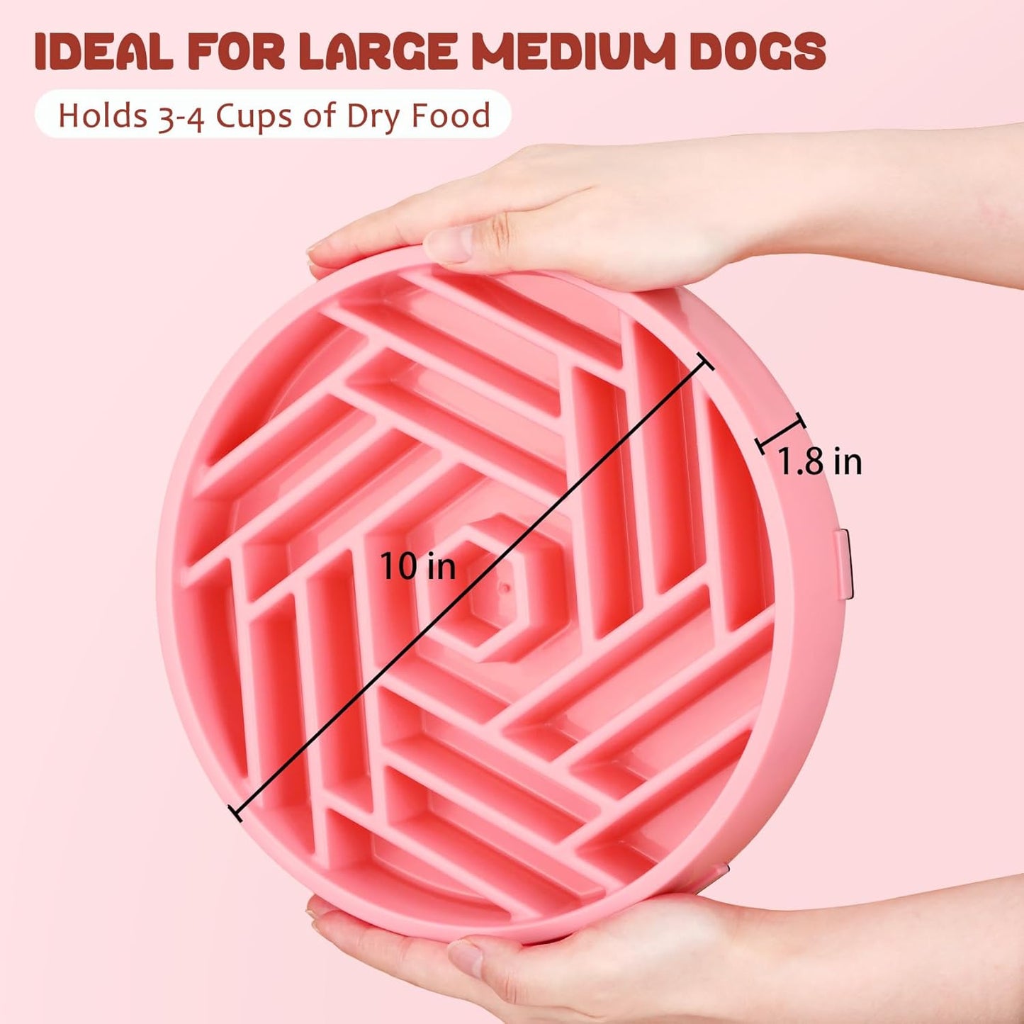 WHIPPY Slow Feeder Dog Bowl, Puzzle Maze Design to Slow Down Eating, 3-Cup Capacity, Anti-Gulping Food Bowl for Medium & Large Dogs,Black