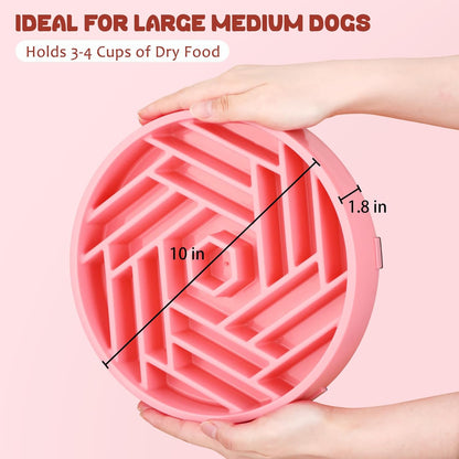 WHIPPY Slow Feeder Dog Bowl, Puzzle Maze Design to Slow Down Eating, 3-Cup Capacity, Anti-Gulping Food Bowl for Medium & Large Dogs,Black