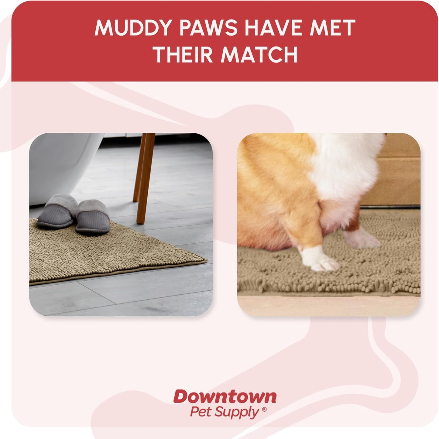 My Doggy Place Dog Mud Mat, 36"x26" Ash – Thick Microfiber Entry Rug for Snow, Mud & Salt – Absorbent, Quick-Dry, Washer-Safe & Non-Slip, Large