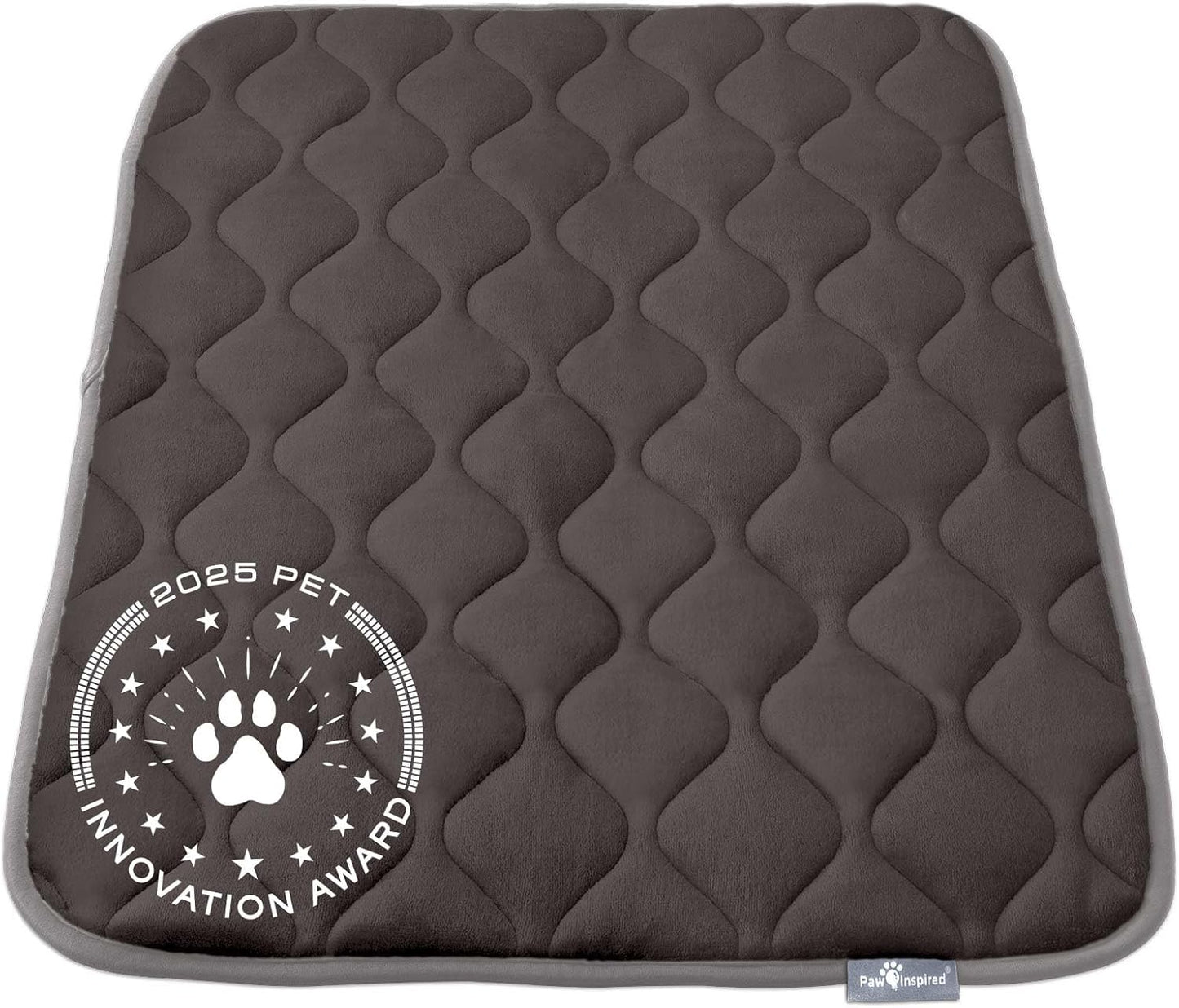 Paw Inspired Washable Padded Crate Mats for Dogs | 29” x 18” Pad, Fits 30-inch Kennels | Leakproof, Waterproof Bottom, Plush Pet Beds (Gray)