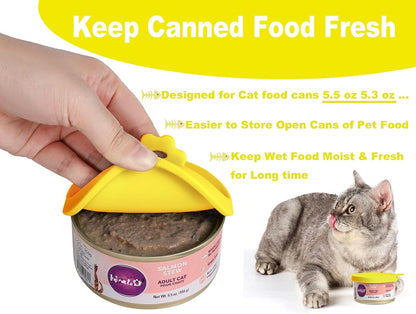 COMTIM Cat Food Can Covers Lids for 5.5 oz Cans, 2 Pack Silicone Cat Food Can Lids for 5.5 oz 5.3 oz Cans...Pet Food Can Covers Reusable Can Toppers Savers for Wet Food