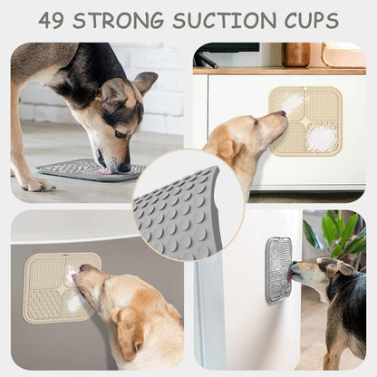 ChefAide 2 Pack Lick Mat for Dogs,Cats,Upgraded 8.5×8.5 inches Licking Mats with Suction Cups,Slow Feeder Licking Pad for Anxiety Relief and Boredom Reducer,Suitable for Dog Training Set 3