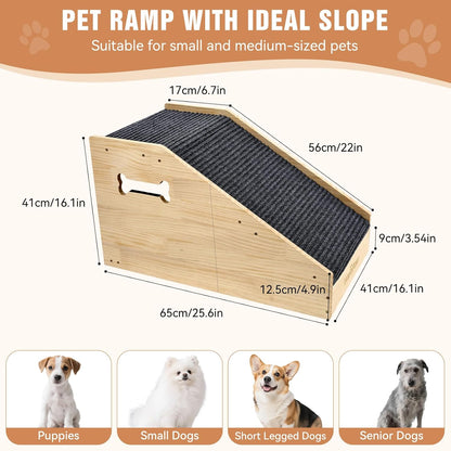 VavoPaw Dog Ramps for Small Dogs, Dog Steps for Couch with Non-slip Cover and Pads, Gentle Slope Ramp for Dogs to Get on Bed, Couch, Patio, Window Sill, Car, Easy up and down Pet Ramps for Puppy, Cats