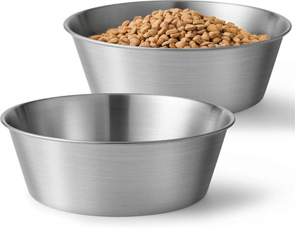Elevated Dog Bowls for Medium&Small Dogs - Stainless Steel 48oz/6 Cups Raised Feeder with Non-Slip Base, Dual Food & Water Bowls 2-Pack