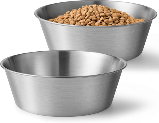 Elevated Dog Bowls for Medium&Small Dogs - Stainless Steel 48oz/6 Cups Raised Feeder with Non-Slip Base, Dual Food & Water Bowls 2-Pack