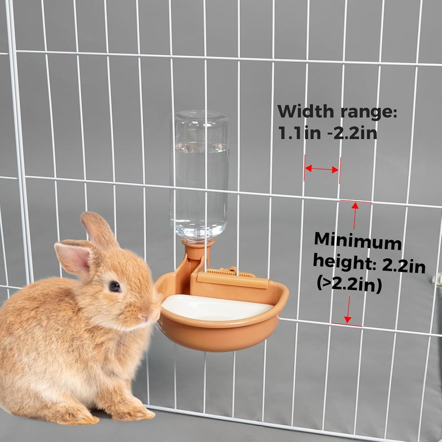 VANNON 16oz Pet Water Bottle, Gravity Dog Water Bowl Dispenser for Cage, Anti-Overflow Water Dispenser for Small Dogs, Cats, Rabbits and Other Small Animals, BPA Free, Grey