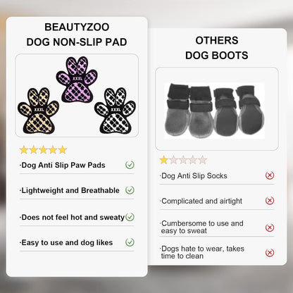 BEAUTYZOO Dog Paw Protector Anti-Slip, Paw Pads for Dogs Traction On Hardwood Floors, Paw Stickers Toe Grips for Hot/Cold Pavement for Senior Dogs, Shoes Boots Socks Replacement, 6 Sets (24 pcs) XXL
