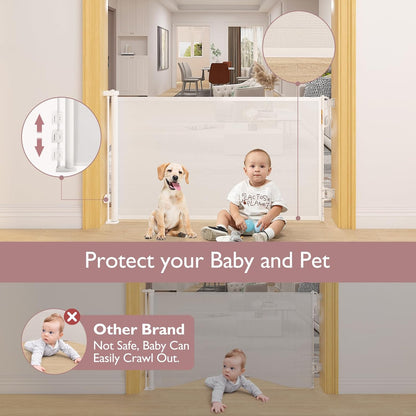 Momcozy Retractable Baby Gate, Mesh Baby Gate or Mesh Dog Gate, 33" Tall,Extends up to 71" Wide, Child Safety Gate for Doorways, Stairs, Hallways, Indoor/Outdoor