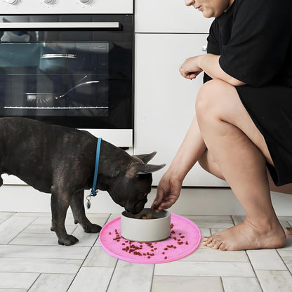 Pet Feeding Mat, Waterproof, Raised Edges to Prevent Spills, Easy Clean in Dishwasher, Dogs and Cats Placemat Tray to Stop Food and Water Bowl Messes on Floor(1Pack Beige)