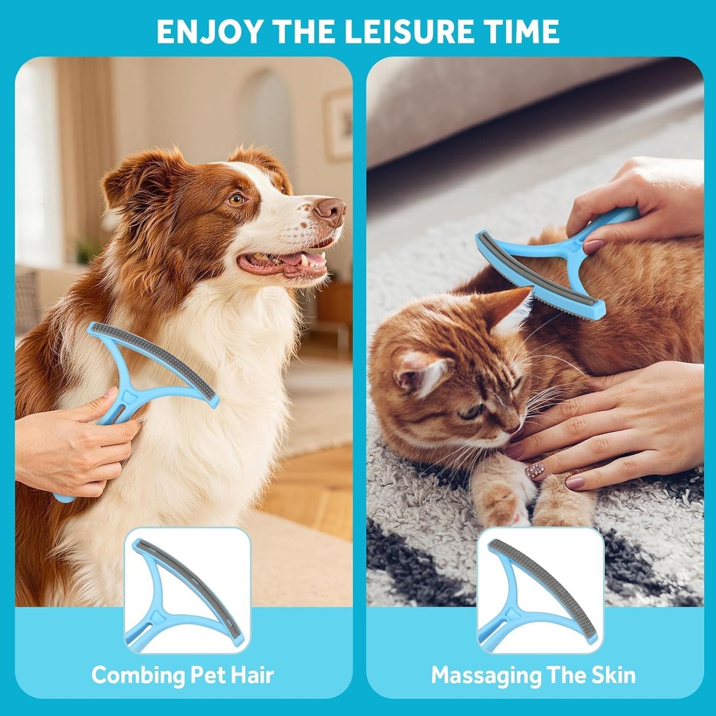 Pet Hair Removal Tool - Pet Hair Remover for Cat & Dog Hair Cleaning, Carpet Rake for Fabric Furniture, Pet Carpet Cleaner Come with Adhesive Hook Convenient to Hang & Store, an Ideal for Pets Owners