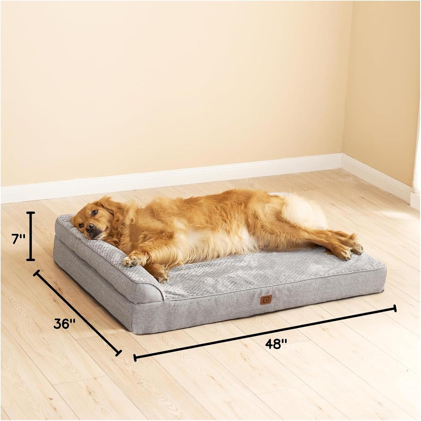 EHEYCIGA Orthopedic Dog Bed Medium Size Dogs, Memory Foam Dog Bed with Washable Removable Cover, Waterproof Pet Sofa Couch for Crate with Nonskid Bottom, 30x20x6, Grey