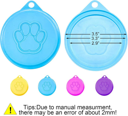 Medsuo 4pcs Dog Can Covers Pet Food Can Plastic Lids Caps for Tins Dog Cat Puppy Can Covers Reusable Sealed Tin Covers Lids for Pet Food Storage (Yellow, Blue, Purple, Pink)