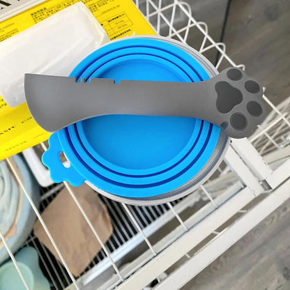 Cat Spoons for Wet Food Pet Can Lid Cover, Silicone Multi-Function Cute Paw Shape Opener Spatula Cat Food Spoon Cat Food Can Lid (Mixing colors)