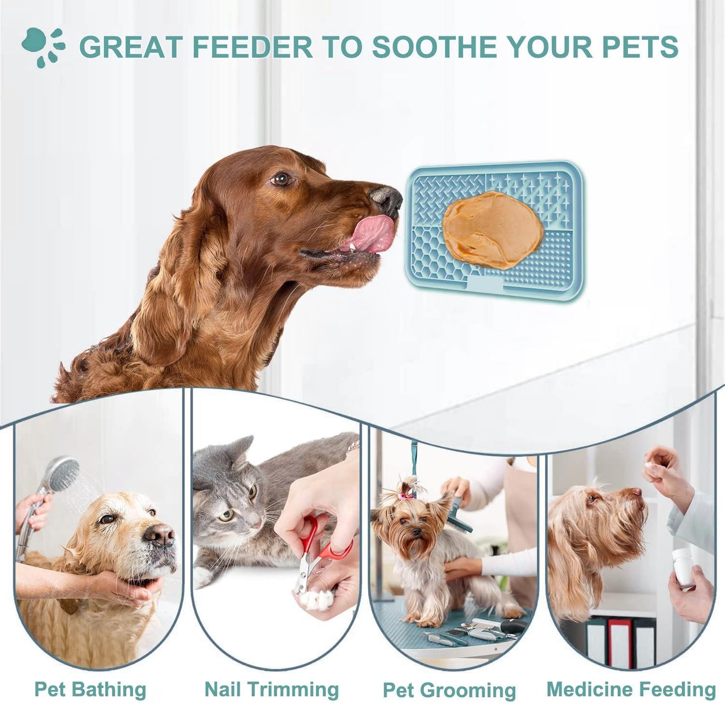 Licking Mat for Dogs & Cats with Suction Cups, 1 Pack Square Dog Slow Feeder Lick Pat for Anxiety Relief & Boredom, Dog Toys to Keep Them Busy, Pets Grooming Bathing Training Mat