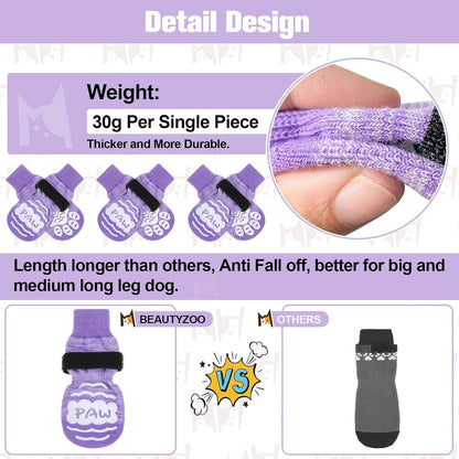 BEAUTYZOO Anti-Slip Dog Socks,Dog Shoes for Hot/Cold Pavement,Paw Protectors with Grips 3 Pairs for Puppy Small Medium Large Senior Old Dogs,Dog Socks to Prevent Licking and Hardwood Floor Protection