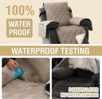 H.VERSAILTEX 100% Waterproof Slipcovers for Couches and Sofas Modern Pet Couch Cover Thick Soft Furniture Protector with Elastic Straps(Sofa, Lily Pad/Beige)