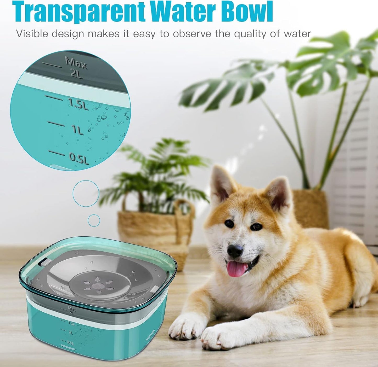 UPSKY 70oz Dog Water Bowl 2L No Spill Dog Bowls Large Capacity Spill Proof Slow Water Feeder, No Splash Pet Water Dispenser Vehicle Carried Travel Slow Drinking Bowl for Messy Drinkers