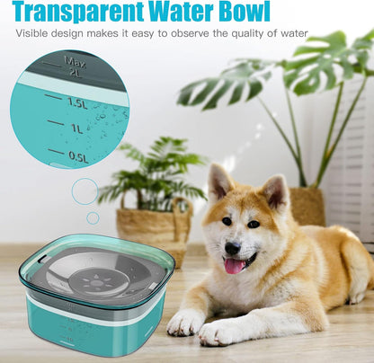 UPSKY 70oz Dog Water Bowl 2L No Spill Dog Bowls Large Capacity Spill Proof Slow Water Feeder, No Splash Pet Water Dispenser Vehicle Carried Travel Slow Drinking Bowl for Messy Drinkers