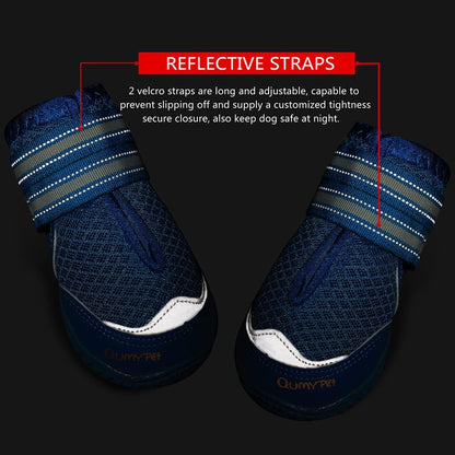 QUMY 4PCS Dog Boots for Large Dogs, Medium Dog Shoes & Paw Protectors for Hot Pavement, Summer Heat Protection, Mesh Breathable Nonslip Dog Booties for Hardfloors, Walking Running Hiking Black Size 6