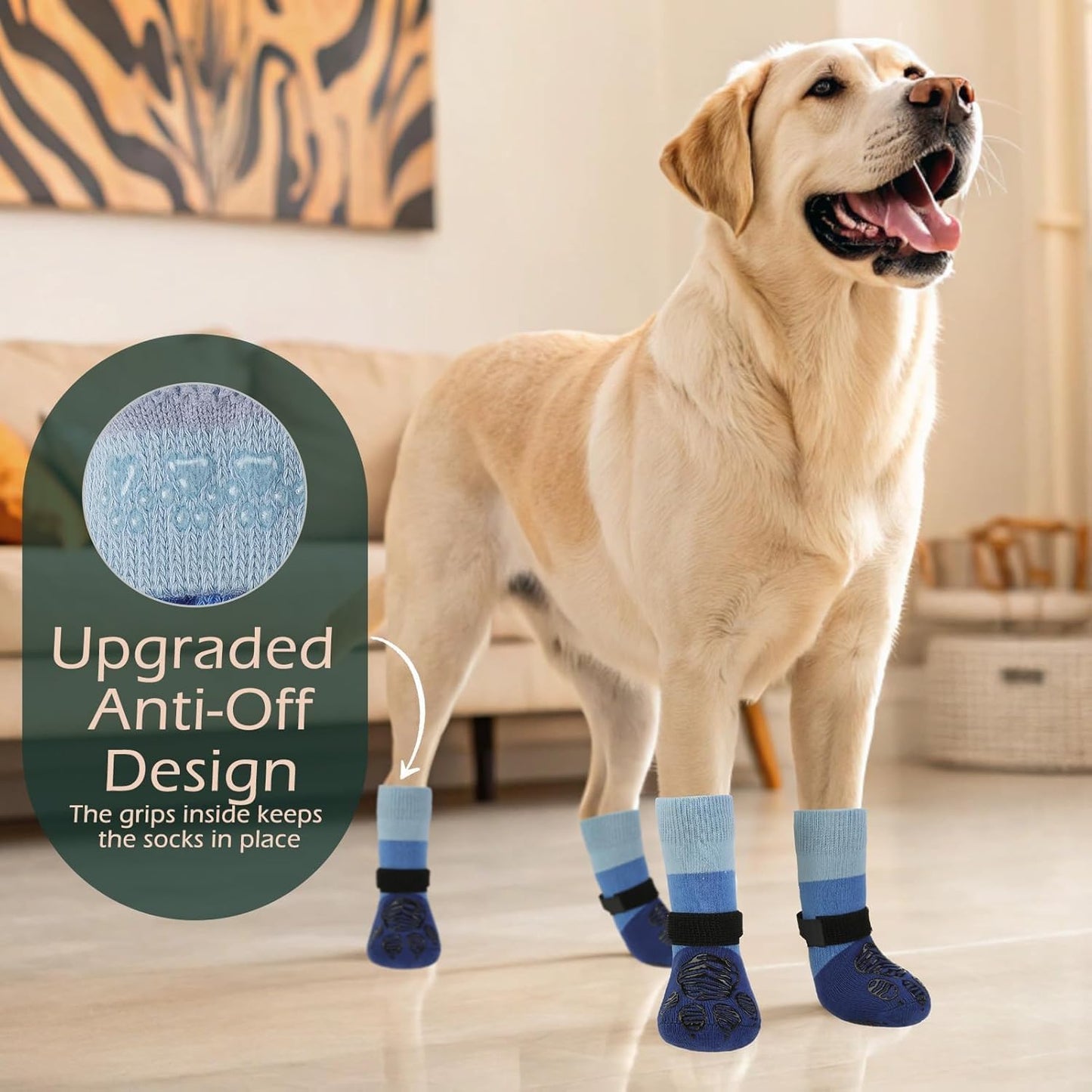 EXPAWLORER Anti Slip Dog Socks to Prevent Licking Paws, Dog Shoes for Hot Pavement Walk, Dog Booties for Hardwood Floors, Dog Boots & Paw Protectors with Grippers for Small Medium Large Senior Dogs M