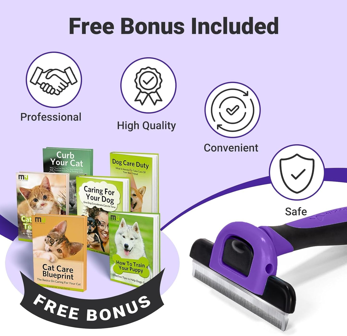 MIU COLOR Pet Grooming Brush, Deshedding Tool for Dogs & Cats, Effectively Reduces Shedding by up to 95% for Short Medium and Long Pet Hair