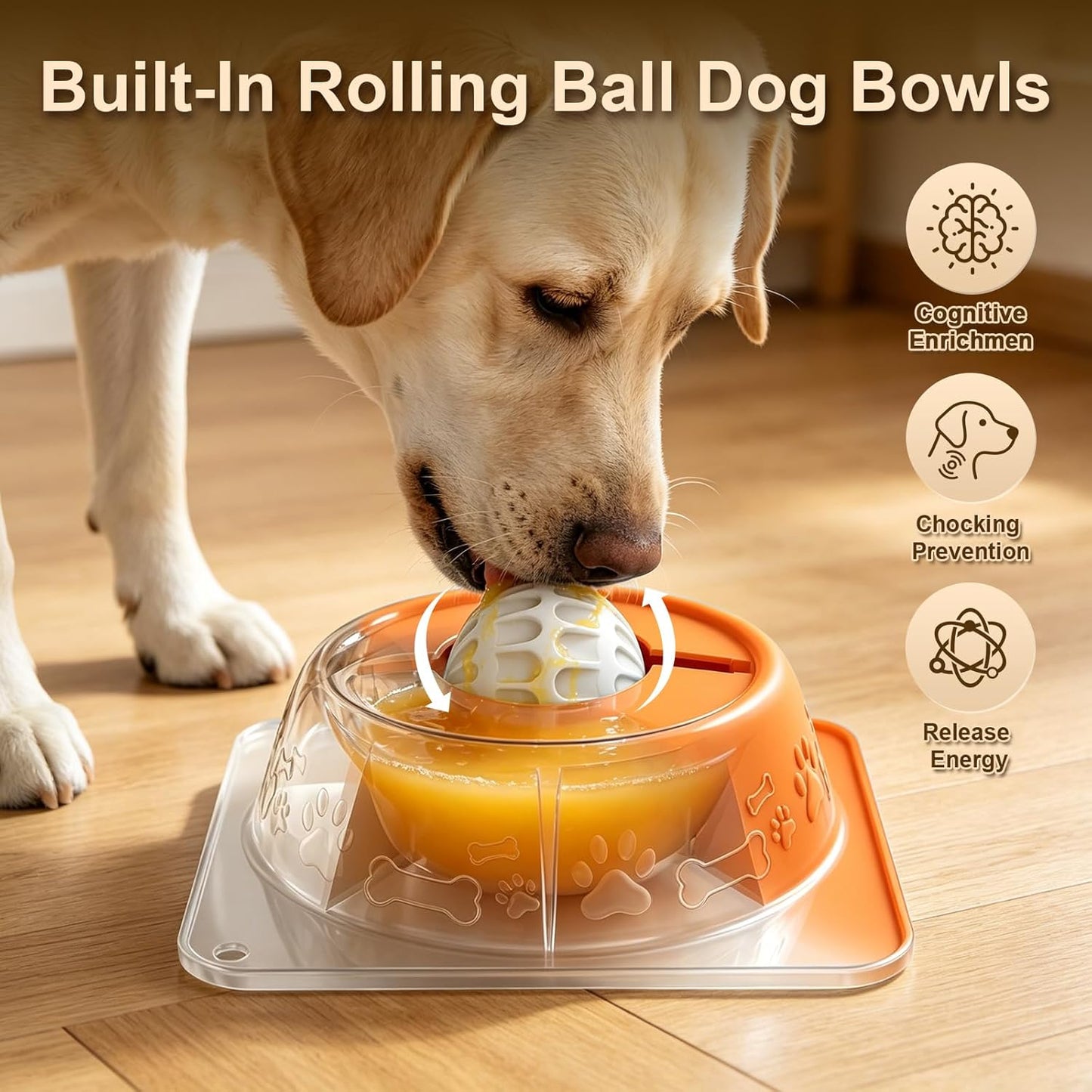 Slow Feeder Dog Bowl for Liquid Treats, Anti-Slip Lick Bowl, Bone Broth and Yogurt Puzzle Feeder, No Spill Pet Bowl Pup Lick Toy for Large Medium Small Dogs and Cats, Anxiety Relief, Blue