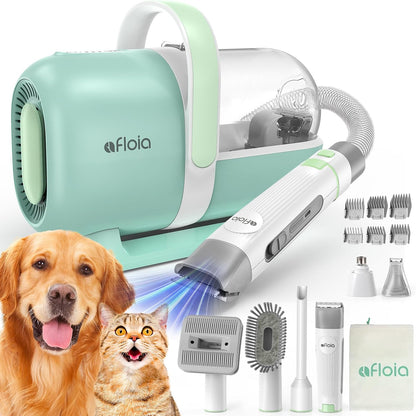 Afloia 6-in-1 Dog Grooming Kit, Pet Grooming Vacuum for Shedding, Dog Hair Vacuum with Clipper Nail Trimmer Grinder, Pet Brush Groomer at Home, Low Noise Cats Hair Remover, 1.5L Dust Cup, White