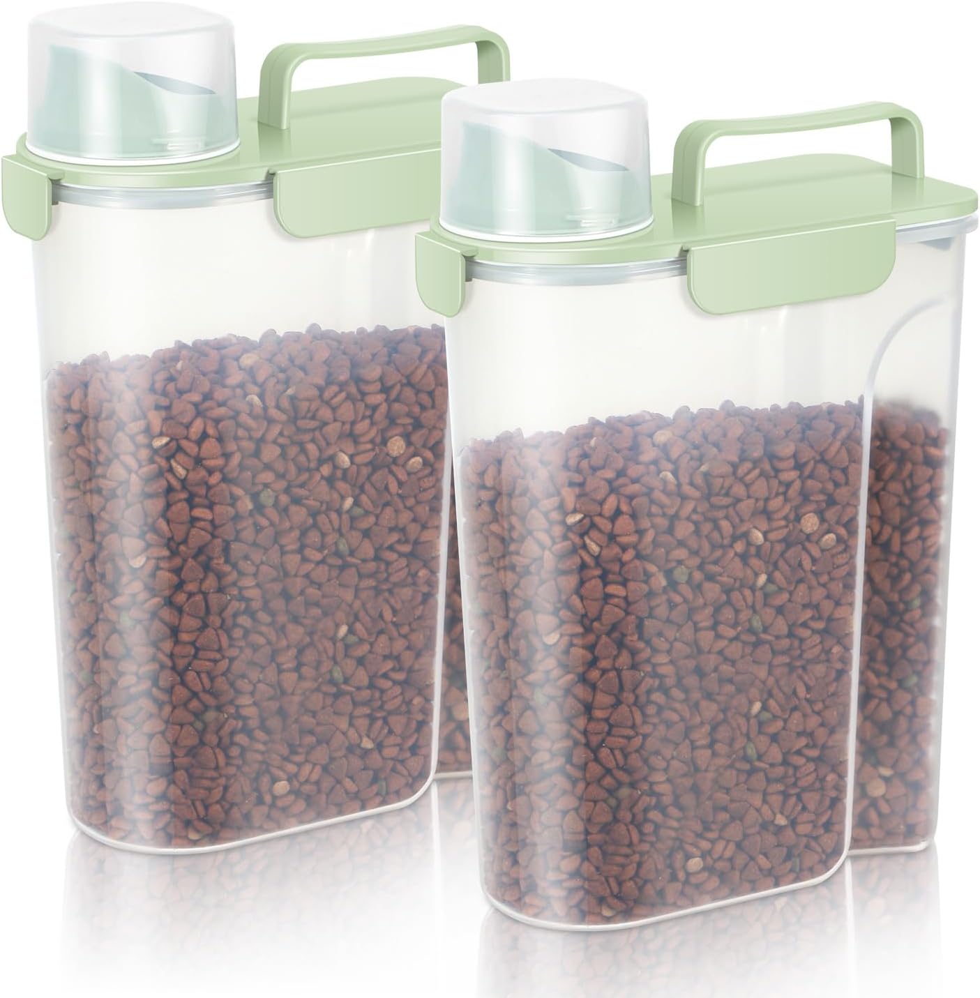 LEAWALK 5-7Lbs Dog Cat Food Storage Container with Upgraded Large Nozzle BPA-free, 4 Snap Seals Plastic Pet Food Storage Containers with Handles are Easy to Clean and Carry