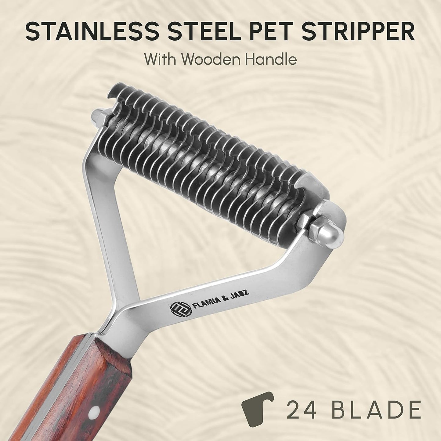 Flamia & Jabz Undercoat Rake for Dogs & Cats, Dematting Grooming Stripper Tool (14 Blades)