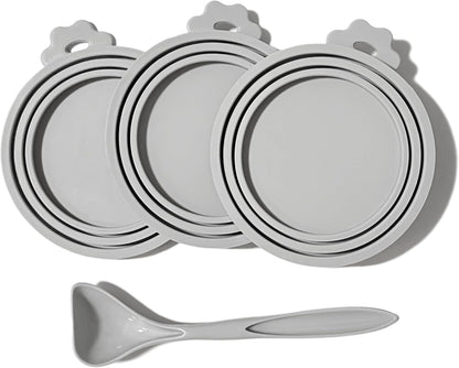 MoPawKT- Pet Food Can Covers, Silicone Can Lids for Cat/Dog Food, Universal 3 Sizes for Most of Standard Food Cans, BPA Free Reusable (2 lids+1 spoon)