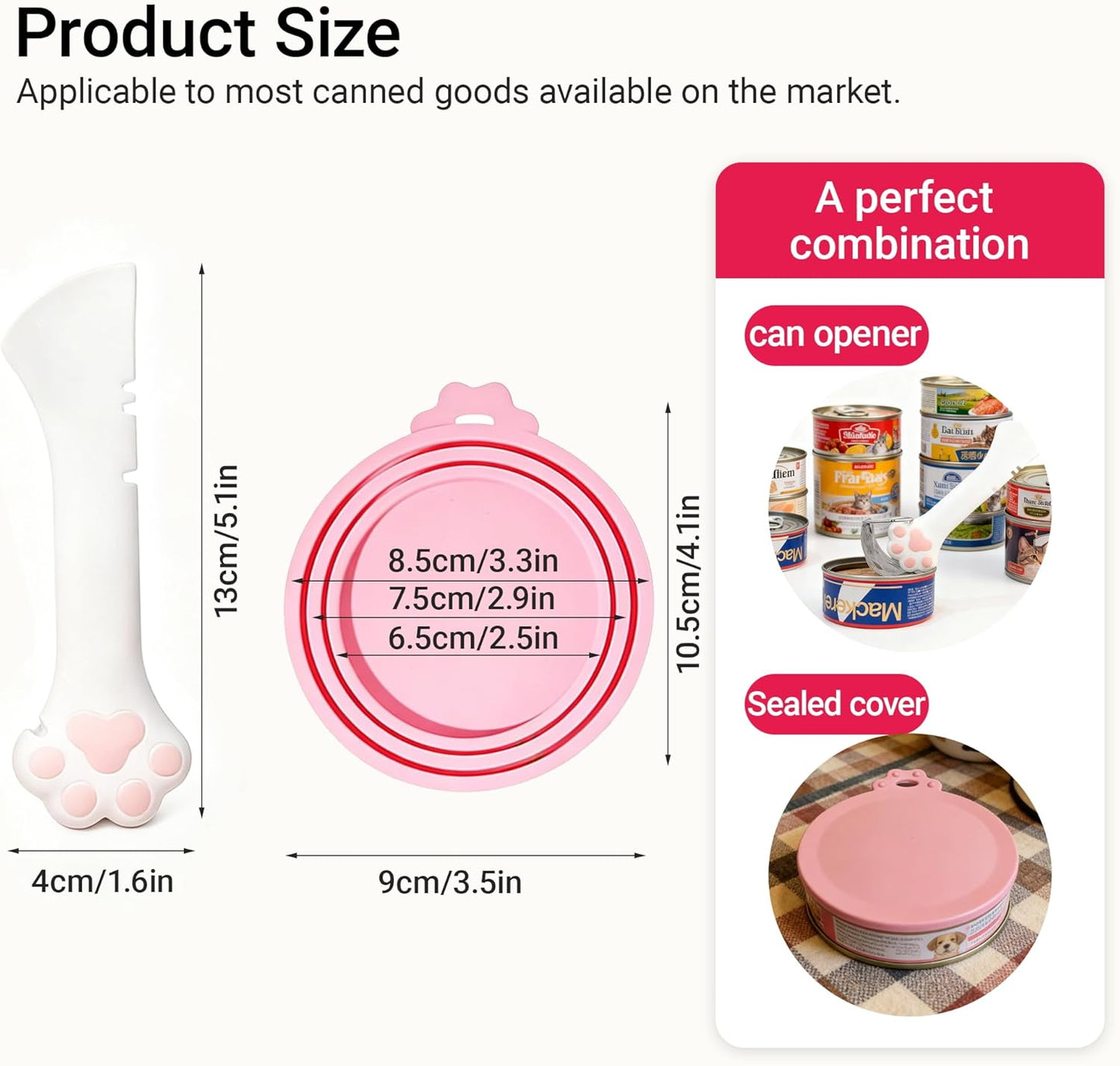Pet Food Can Lids And Spoon,Pet Food Can Covers, One Fit 3 Standard Size Cans,For Dog And Cat Food Cans,Pink