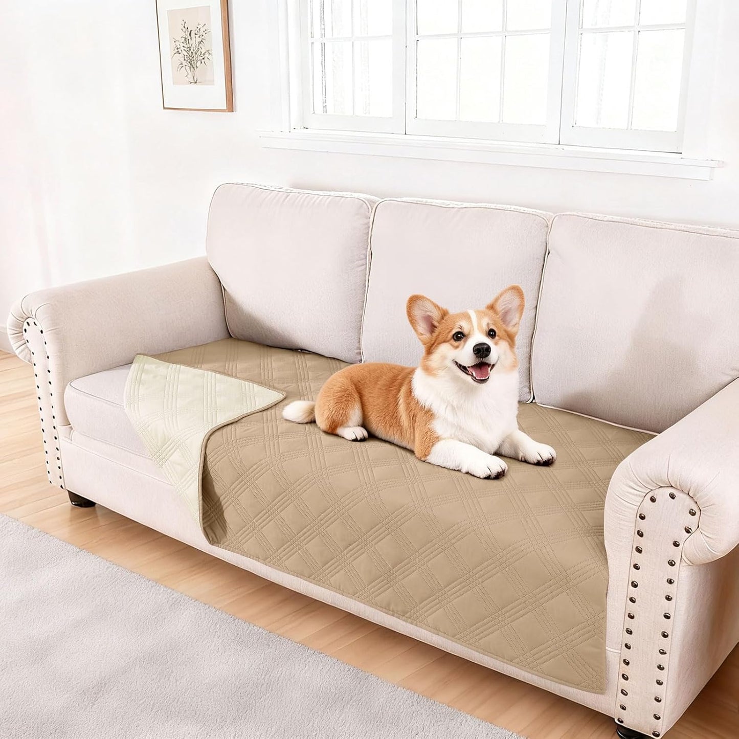 hyha Waterproof Dog Bed Blanket, Soft Pet Blankets, Waterproof Couch Cover for Dogs, Reversible Sofa Covers Washable for Furniture (30x70 Inch, Grey/Dark Grey)