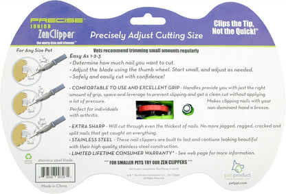 Zen Clipper Precise Safer Pet Nail Trimmer - Fully Adjustable Pet Nail Clipper for Dogs and Cats - Clips only The Amount of Nail You Chose Quick, Clean and Quiet Cut - Patented (Junior)