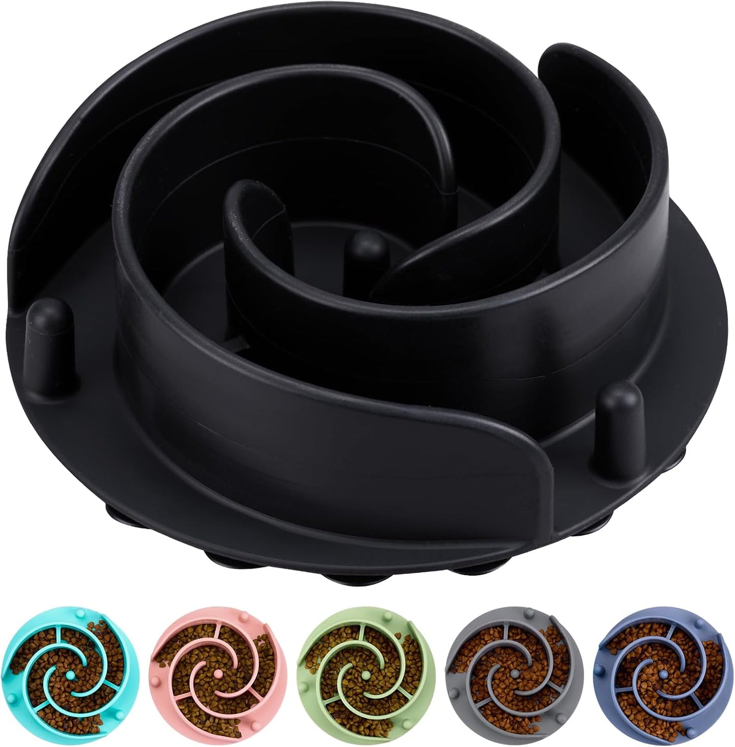 Slow Feeder Dog Bowls Insert, Bestalk Soft Silicone Slow Eating Feeder Insert with Suction Cups for Small, Medium and Large Dogs, Fit into Basic and Elevated Dog Bowls, Dark Blue