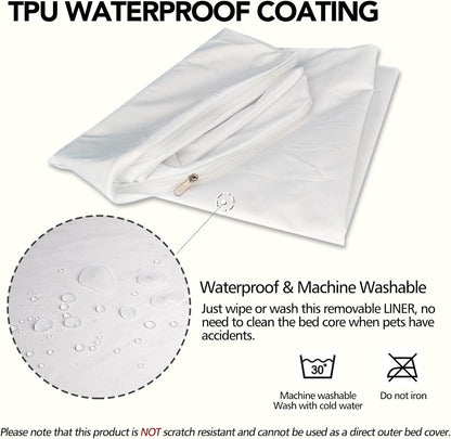 Waterproof Dog Bed Liner, Washable Replacement Cover Reusable Pet Pee Water Resistant Proof with Zipper, Liner Only 41x29 inch