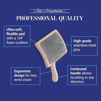 Chris Christensen Mark III Slicker Brush for Dogs, 12mm Pins, Groom Like a Pro, Handcrafted Lightweight Beechwood Ergonomic Handle, Stainless Steel Pins, A5III Medium. Made in Germany.
