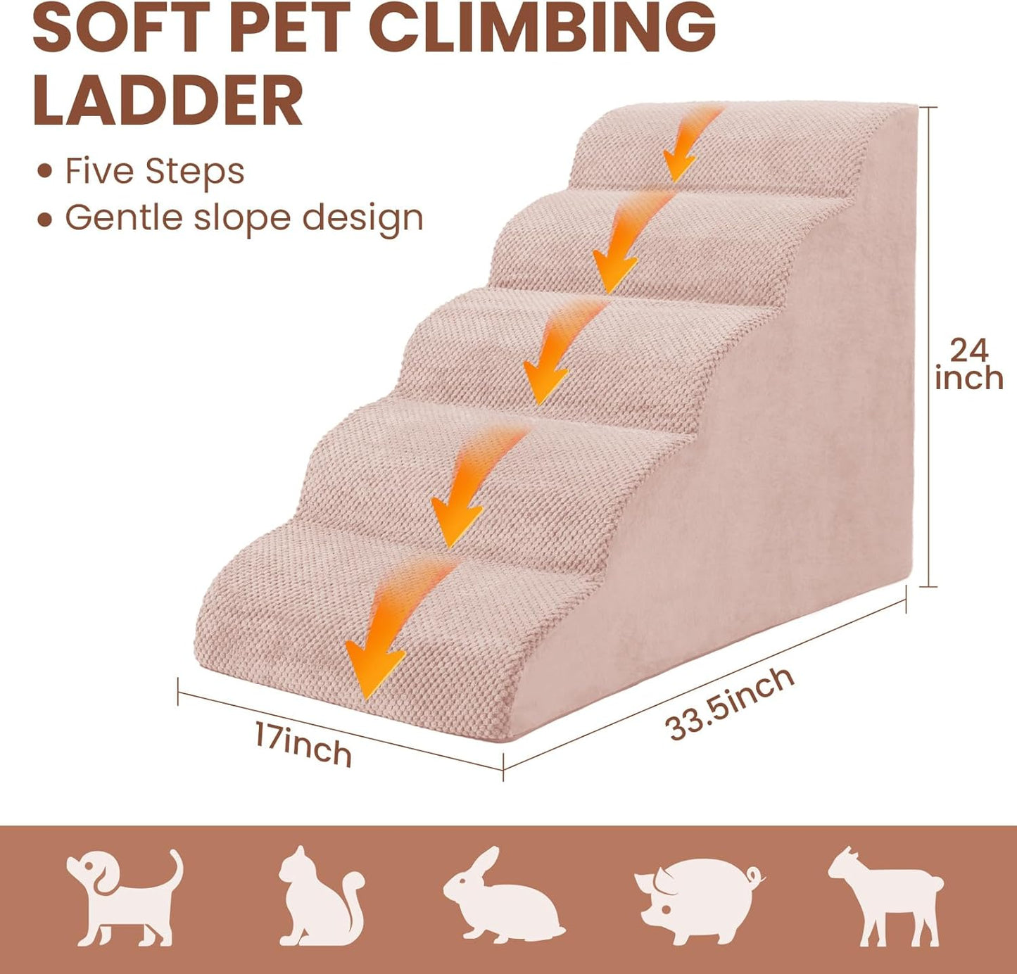 Dog Stairs for Small Dogs, 3 Tiers High Density Foam Dog Ramp, Extra Wide Non-Slip Pet Steps for High Beds Or Couch, Soft Foam Doggie Ladder for Dogs Injured, Older Pets, Small Cats