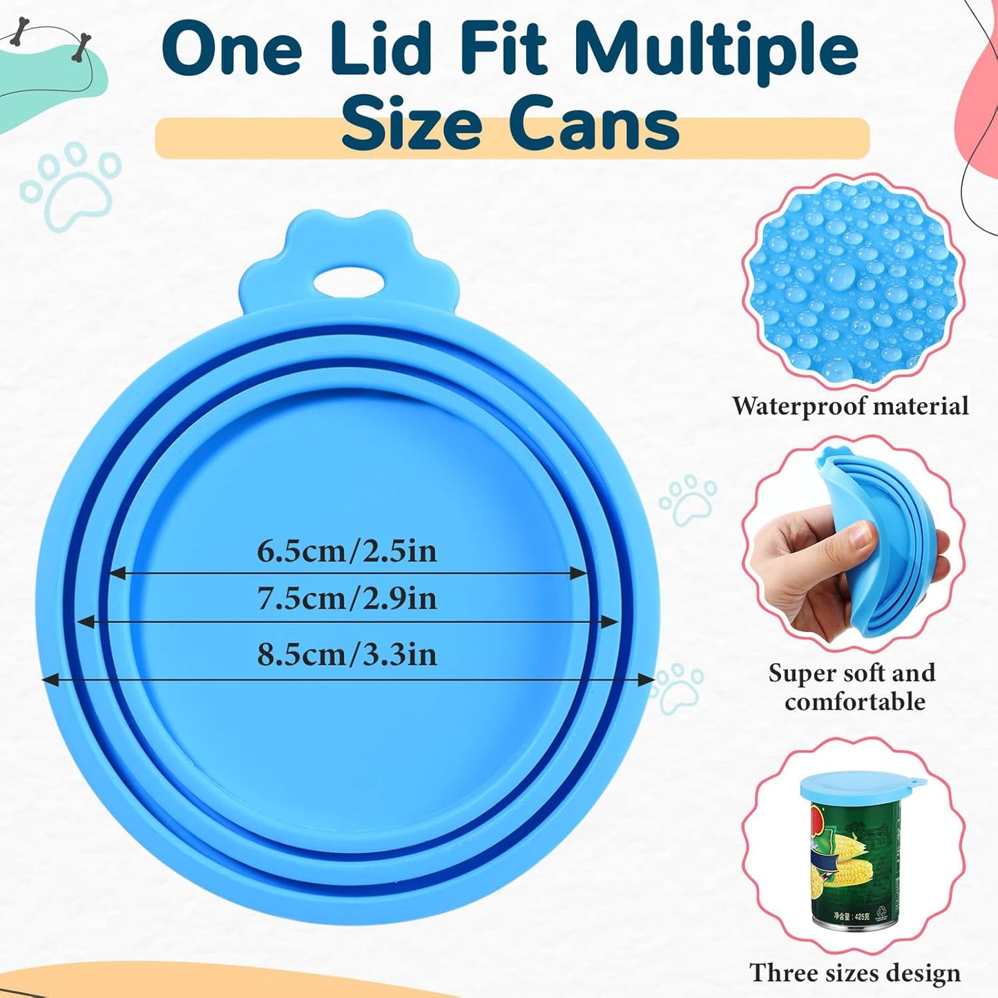 Uiifan 8 Pcs Cat Food Can Covers Lids Set, Silicone Pet Food Can Lids with Multi-Function Cat Foods Spoon and Opener, Silicone Wet Foods Spoon for Cats and Dogs(Pink)