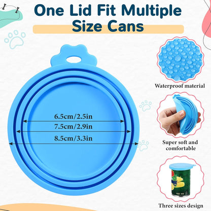 Uiifan 8 Pcs Cat Food Can Covers Lids Set, Silicone Pet Food Can Lids with Multi-Function Cat Foods Spoon and Opener, Silicone Wet Foods Spoon for Cats and Dogs(Pink)