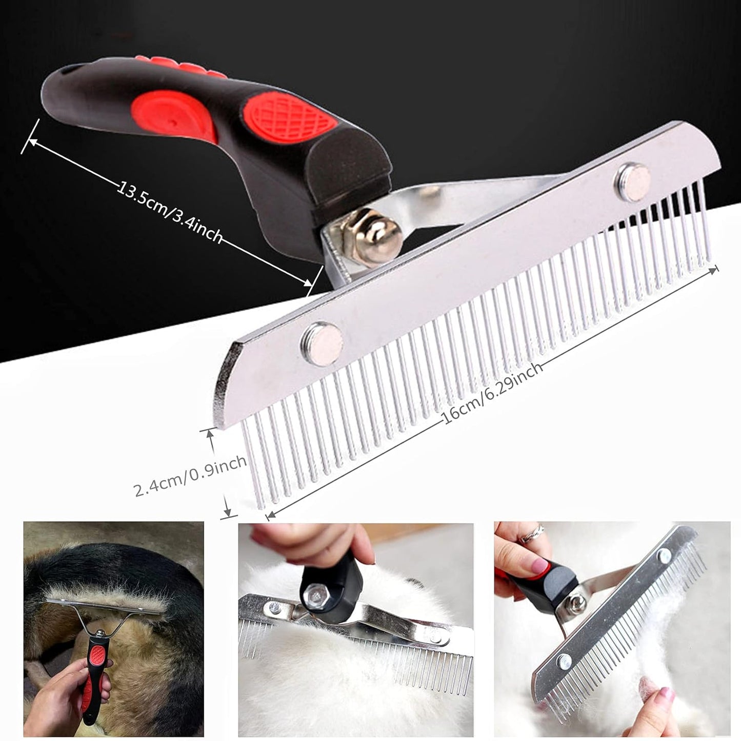 Grooming Rake Undercoat Brush for Dogs Long Hair, Long Tooth Undercoat Rake + Stainless Steel Dog Comb, Deshedding Tool Set for Husky Long-haired Cats