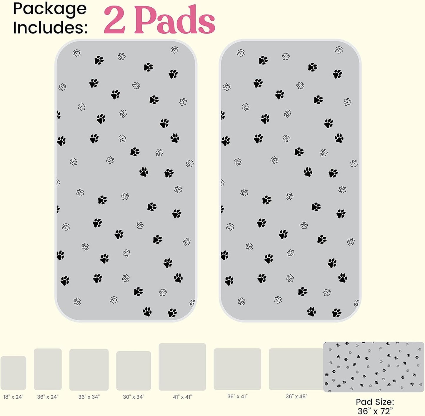 Super Absorbent Washable Pee Pads for Dogs - 2-Pack Superior Reusable Puppy Pads Pet Training Pads –100% Waterproof Dog Pee Pad Protects Against Urine Leakage Non-Slip Grip Prevents Slipping& Bunching