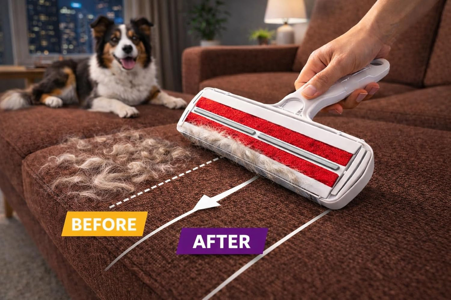 Pet Hair Remover - Reusable Cat and Dog Hair Remover for Furniture, Couch, Carpet, Clothes, Car Seats or Bedding - Portable Lint Rollers, Self-Cleaning Base Dog and Cat Fur Removal Tool