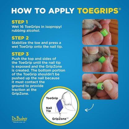Dr Buzby's Large ToeGrips for Dogs - Instant Traction on Wood/Hardwood Floors - Anti Slip Relief - Grippers for Senior Dogs - Stop Sliding Instantly - Rubber Nails for Paws - 1 Pack (20 Grips)