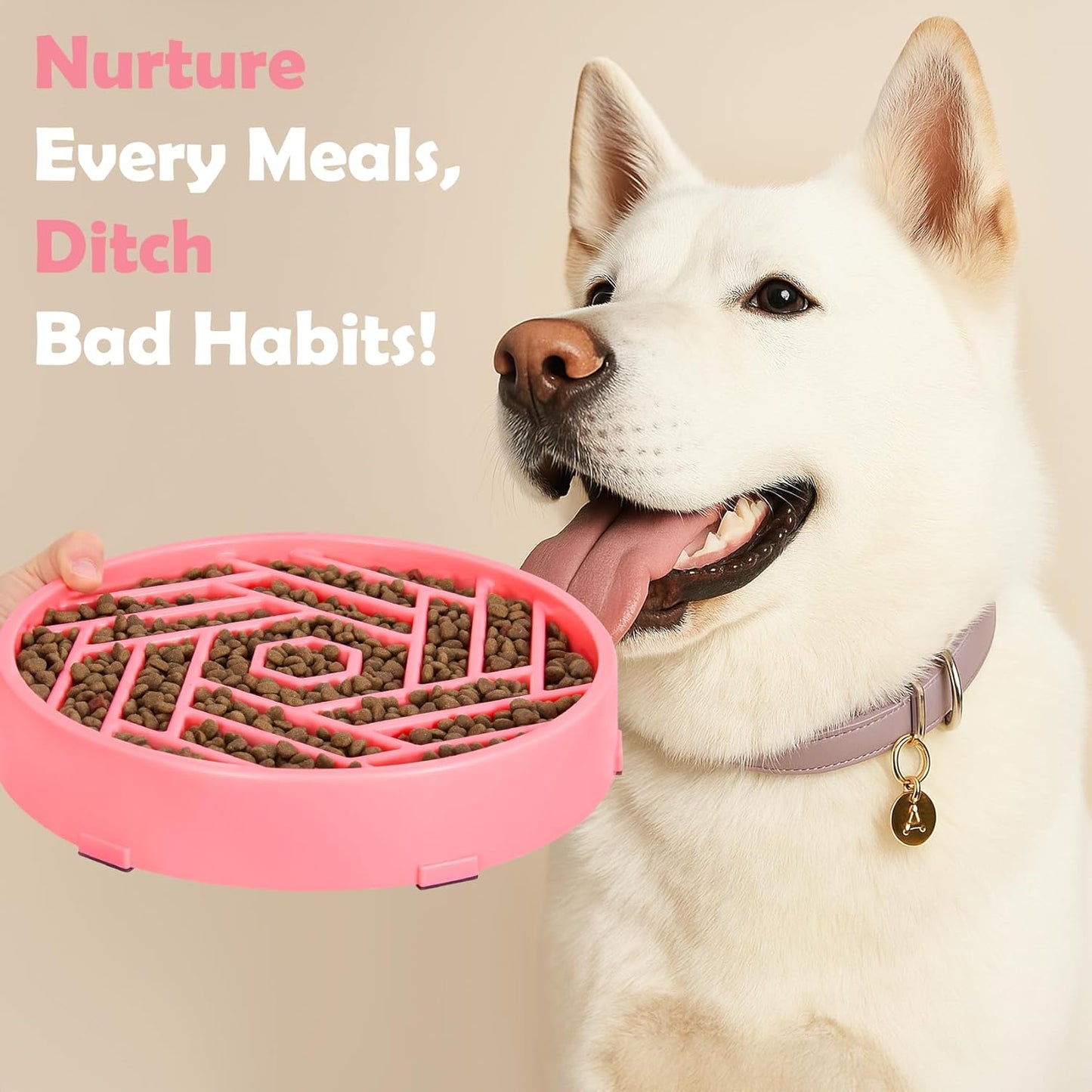 TOBYTO Slow Feeder Dog Bowls Large Medium Breed,Anti-Choking Slow Eating Dog Food Bowl,Non Slip Pet Slower Food Feeding Bowls Large Puzzle Slow Feeder Bloat Stop Maze Dog Dishes,Black
